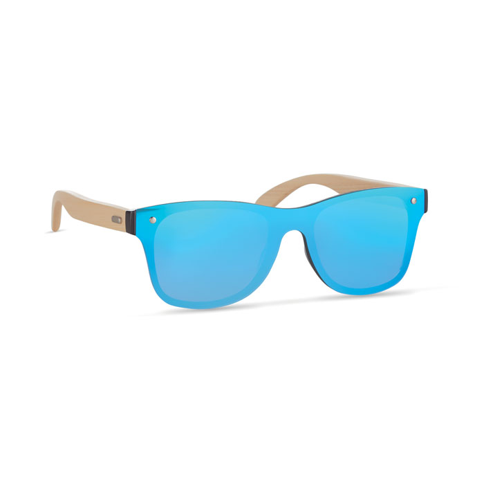 Lunettes de soleil miroir bambou personnalisées ALOHA, Bleu