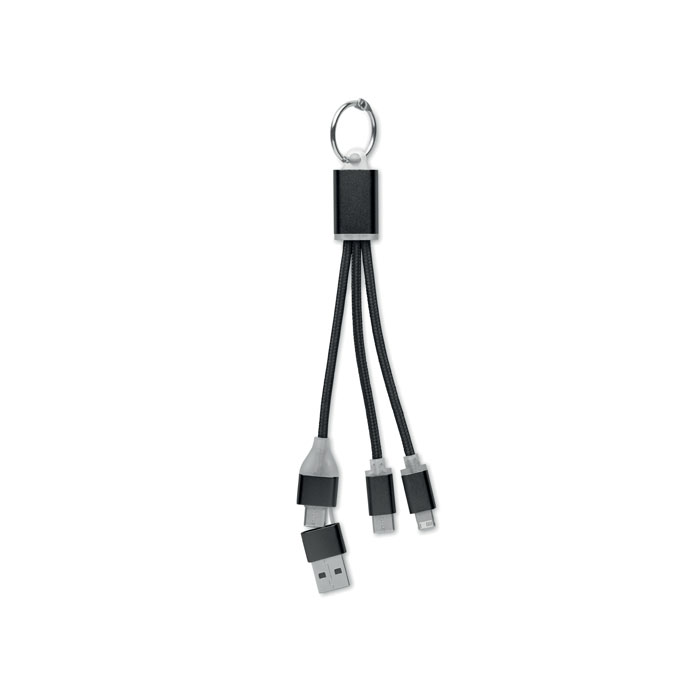Porte-clés câble de charge 4 en 1 personnalisé BLUE