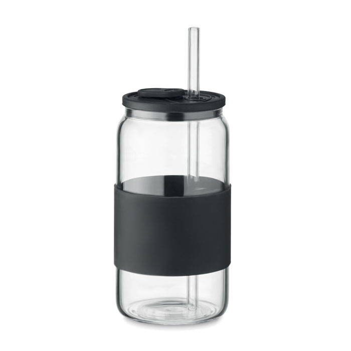 Gobelet en verre borosilicate 550 ml personnalisé BOROSIP, Noir
