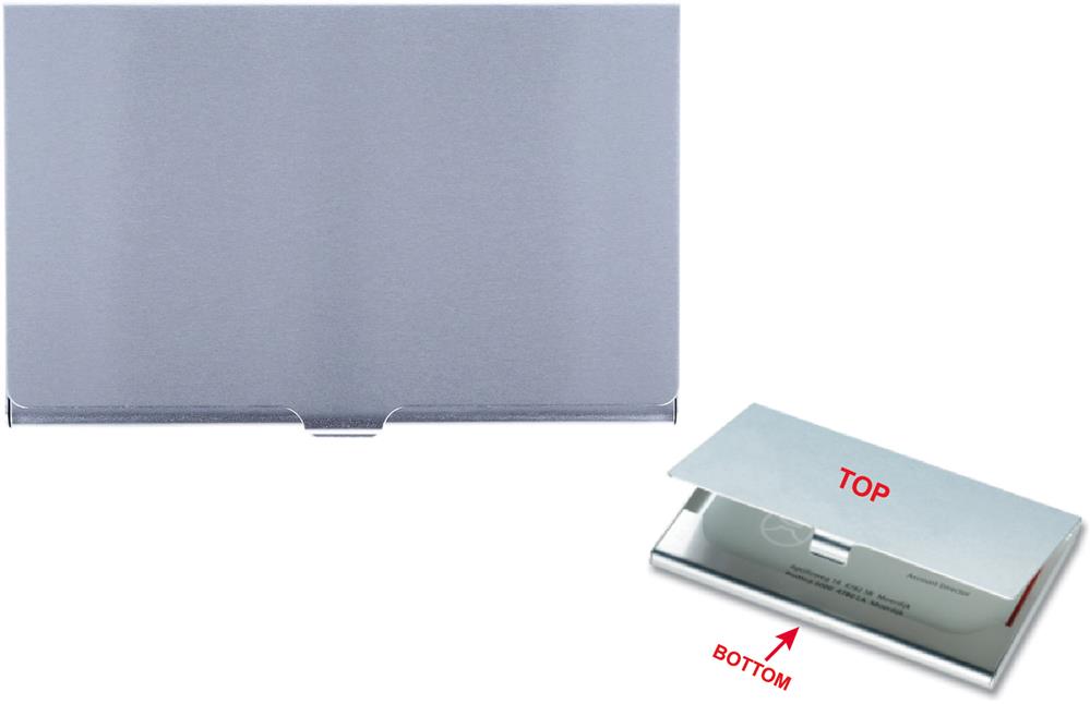 Étui cartes de visite aluminium personnalisé EPSOM, dessus couvercle (doming)
