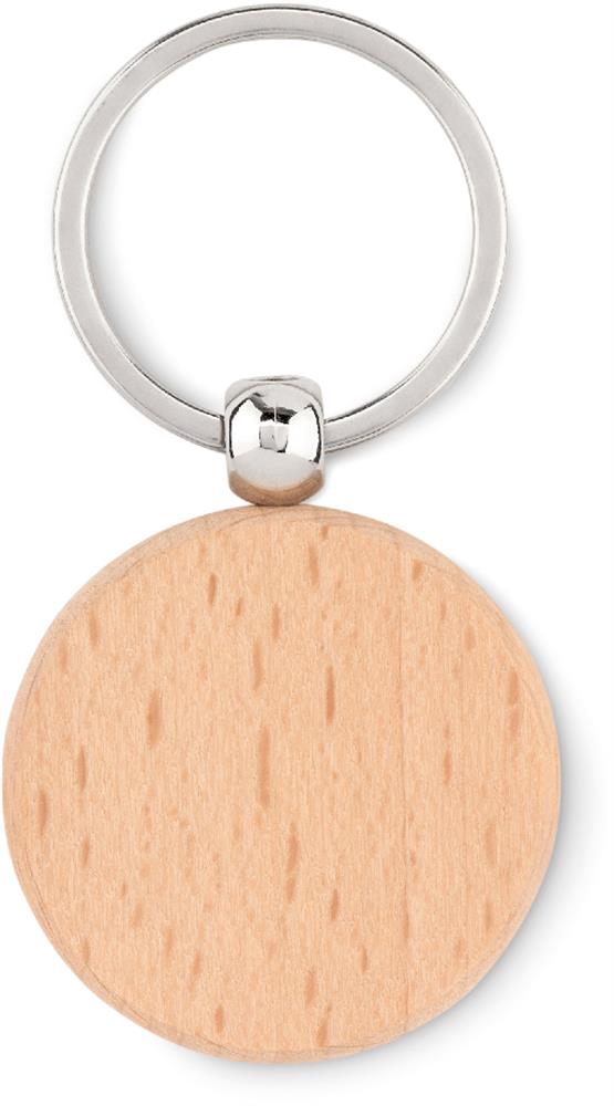 Porte-clés rond bois personnalisé TOTY WOOD, côté 1
