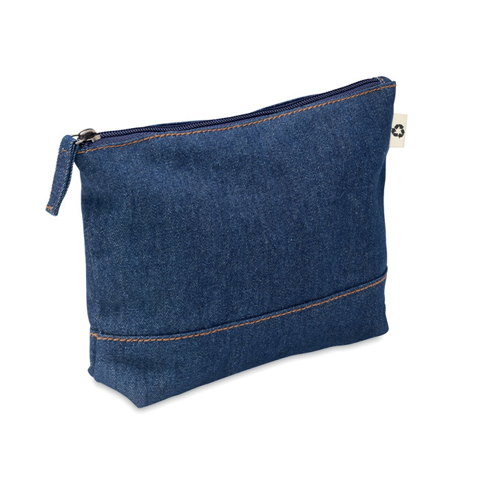 Trousse denim recyclé 250 g/m² personnalisée STYLE POUCH, Bleu