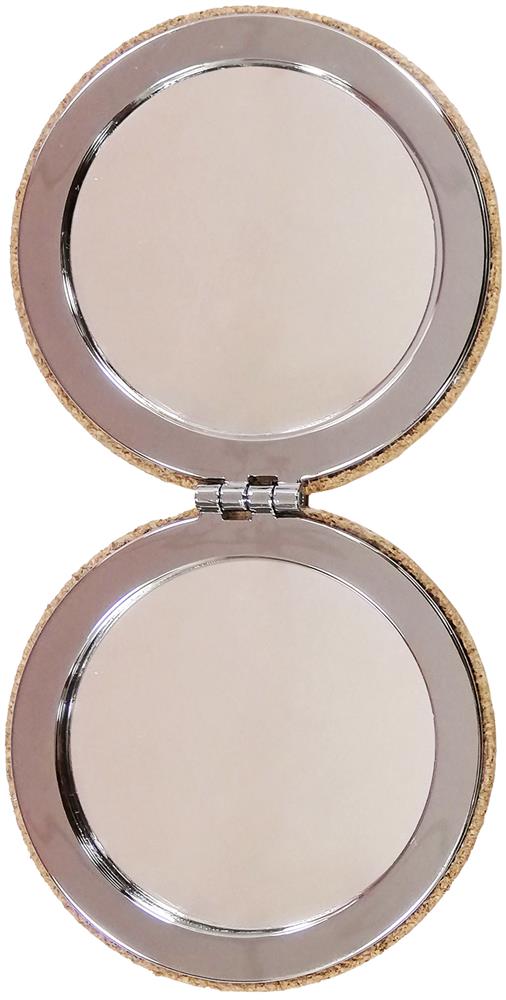 Miroir de poche liège personnalisé GUAPA CORK, miroir dessus