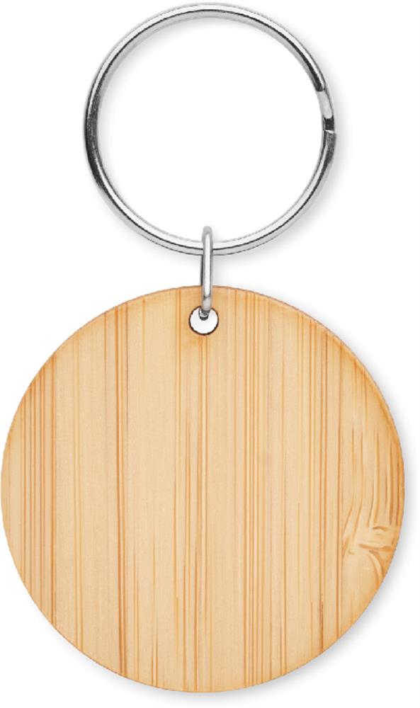 Porte-clés rond bambou personnalisé ROUNDBOO, côté 1