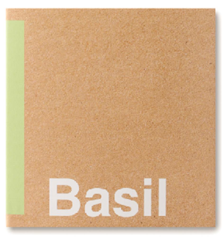 Sachet substrat et graines de basilic personnalisé BASIL, devant dessus