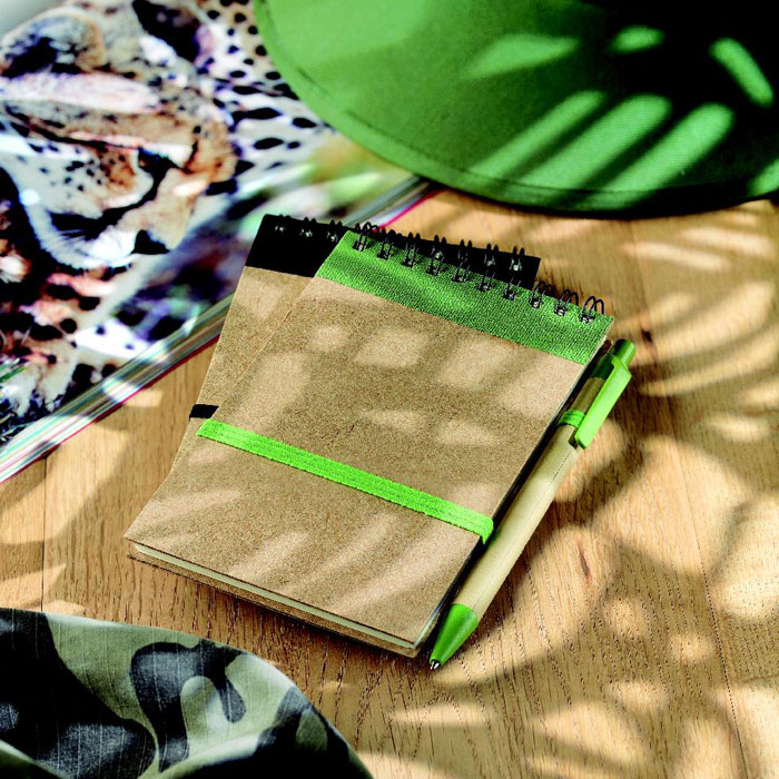 Bloc-notes à spirale recyclé avec stylo personnalisé SONORA