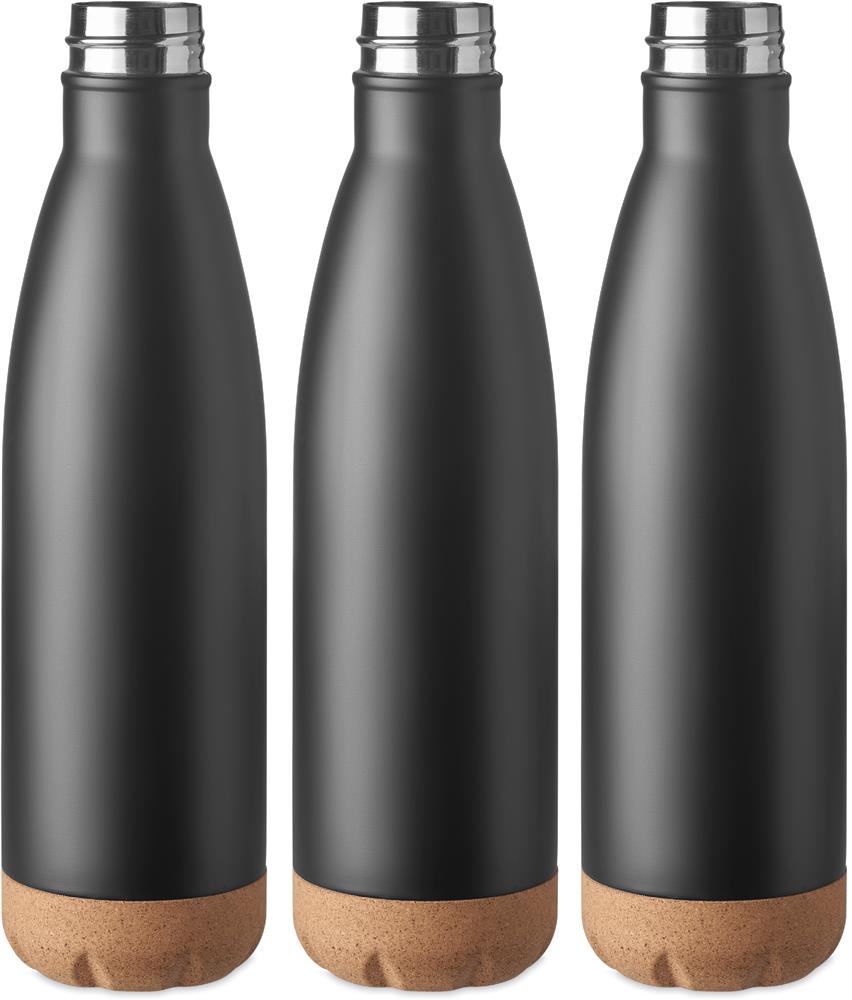 Bouteille isotherme base liège personnalisée ASPEN CORK, tour complet (gravure laser 360)