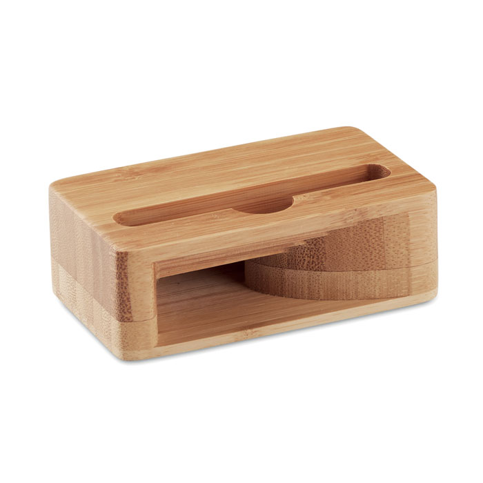 Support smartphone amplificateur bambou personnalisé CARACOL, Bois