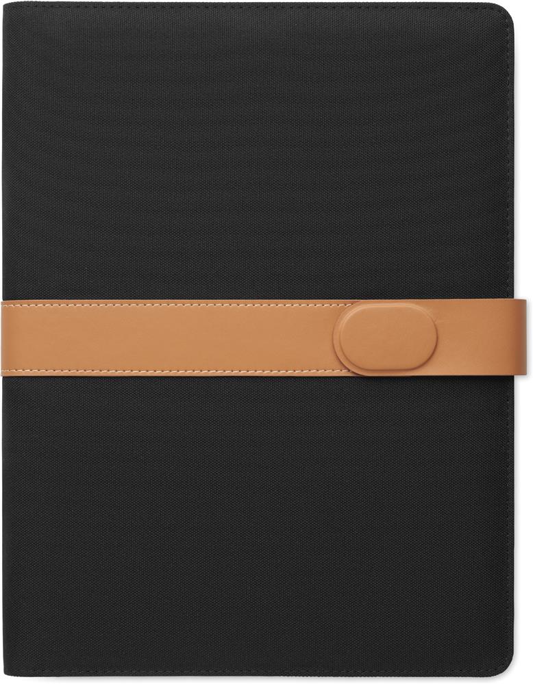 Conférencier A4 RPET fermeture aimantée personnalisé FAUX, sangle magnet