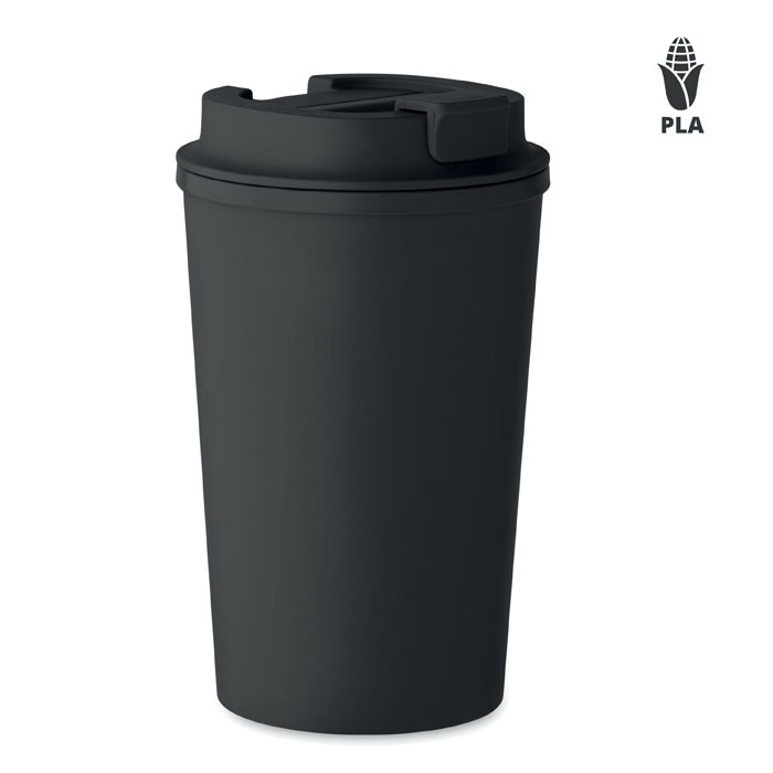 Gobelet PLA double paroi 350 ml personnalisé BEIBAKU, Noir
