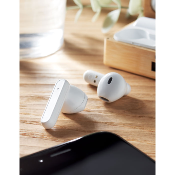 Écouteurs TWS étui bambou 1200 mAh personnalisés OREBAM