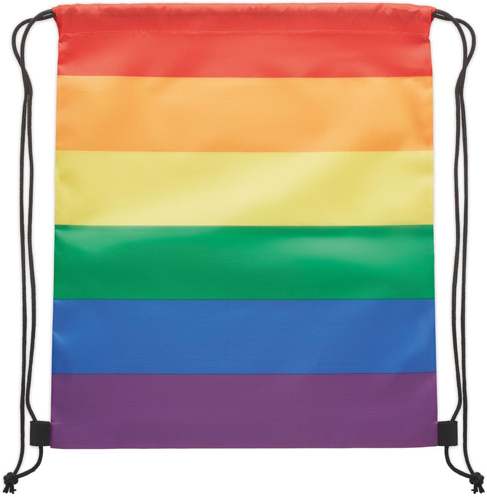 Sac à cordon arc-en-ciel RPET personnalisé BOW, sangle