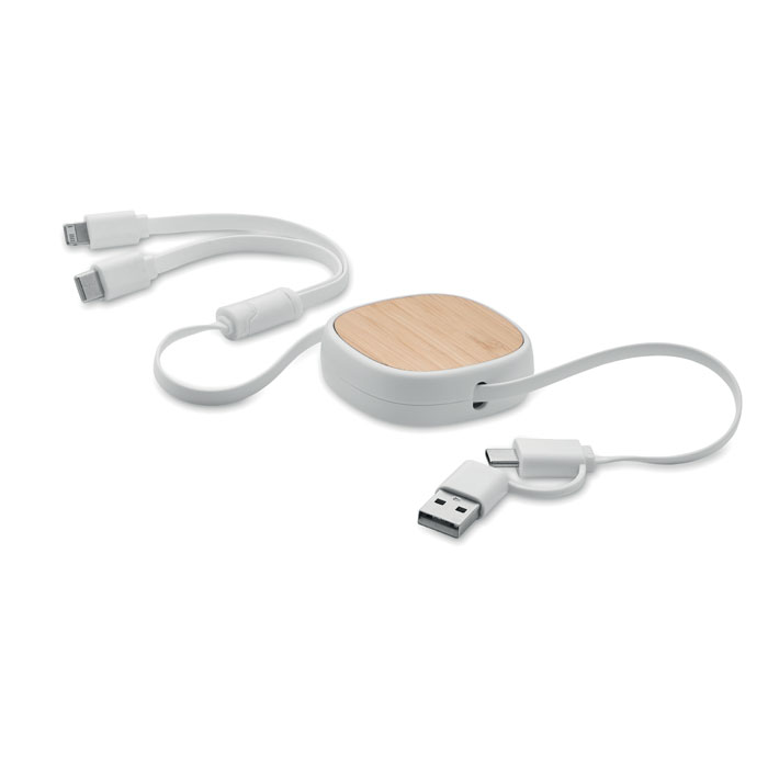 Câble de charge rétractable bambou personnalisé TOGOBAM