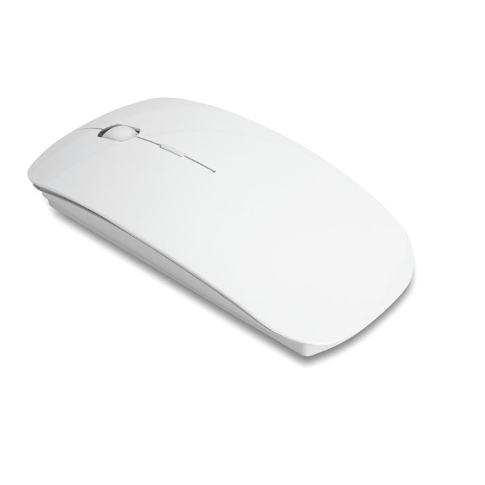 Souris sans fil ABS recyclé personnalisée CURVY, Blanc