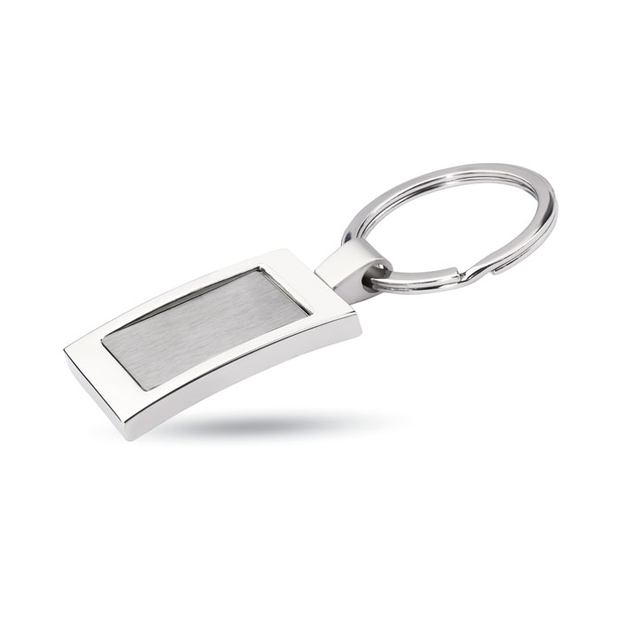 Porte-clés rectangle métal chromé personnalisé HARROBS