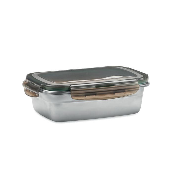 Lunch box inox recyclé 850 ml personnalisée LOX, Gris Transparent