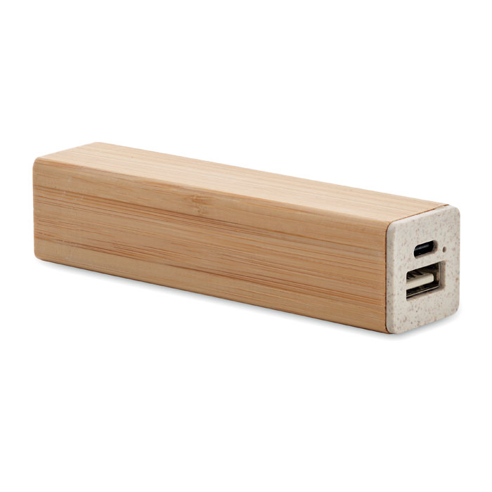 Batterie externe 2600 mAh bambou personnalisée POWERBAMC