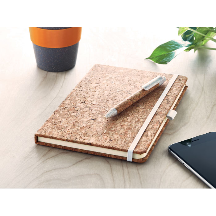Set carnet A5 et stylo en liège personnalisé SUBER SET