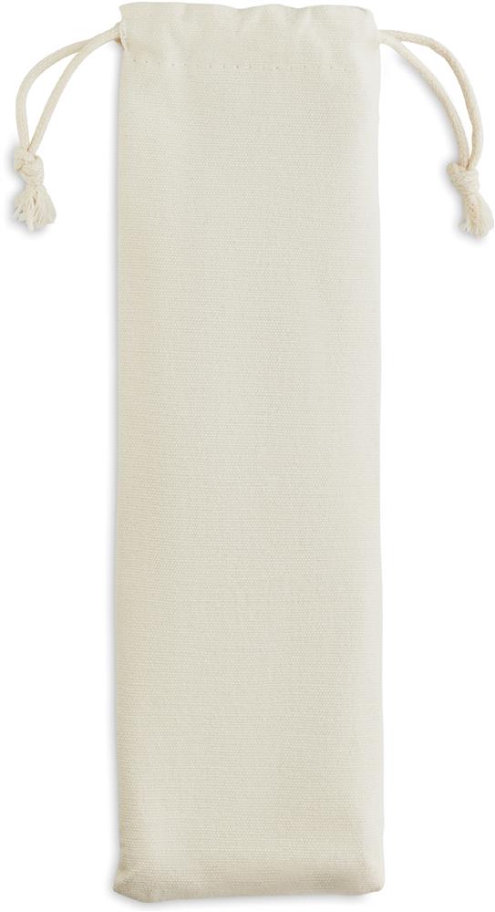 Couverts inox manche hêtre personnalisés CUSTA SET, pochette côté 2