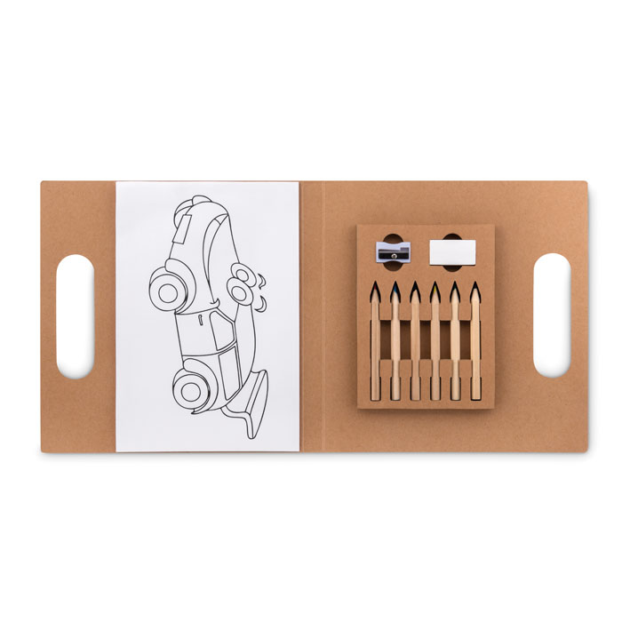 Set de coloriage en pochette personnalisé FOLDER2 GO, Beige