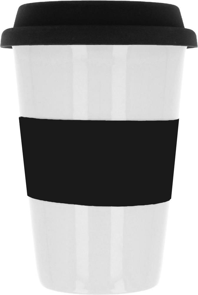 Mug porcelaine 400 ml avec couvercle personnalisé TRIBECA, devant (tampographie)