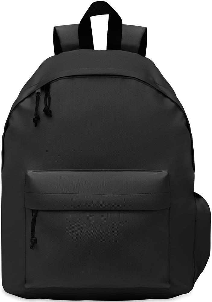 Sac à dos polyester RPET 600D personnalisé BAPAL+, devant au-dessus de la poche