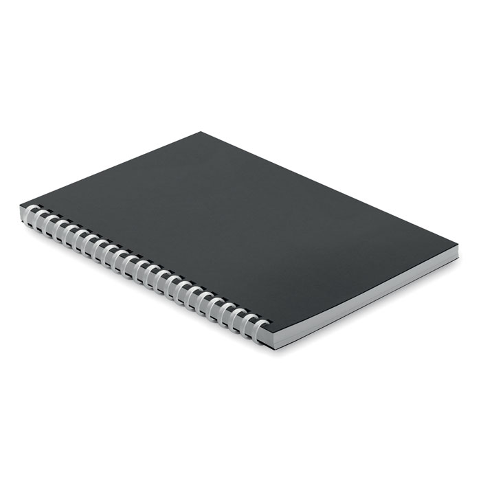 Carnet A5 à spirale carton recyclé personnalisé RECARNOTE, Noir