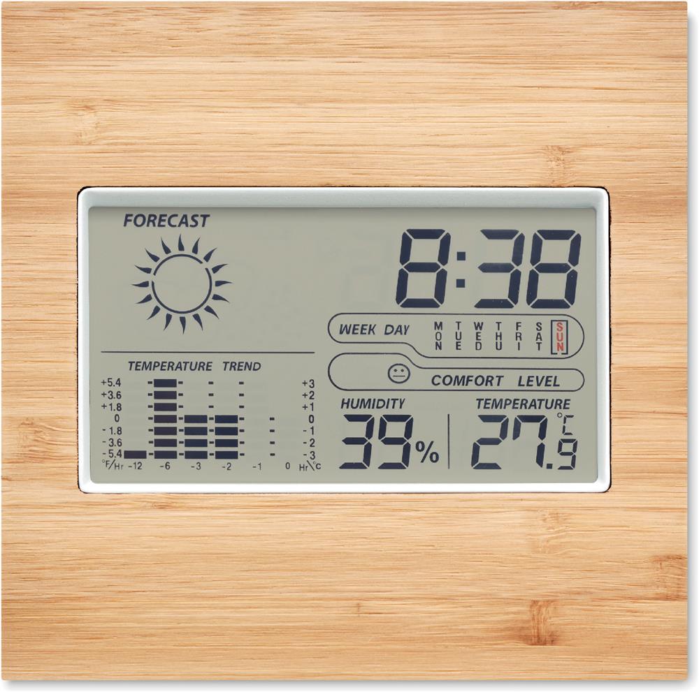 Station météo finition bambou personnalisée TURKU, dessus (gravure laser)