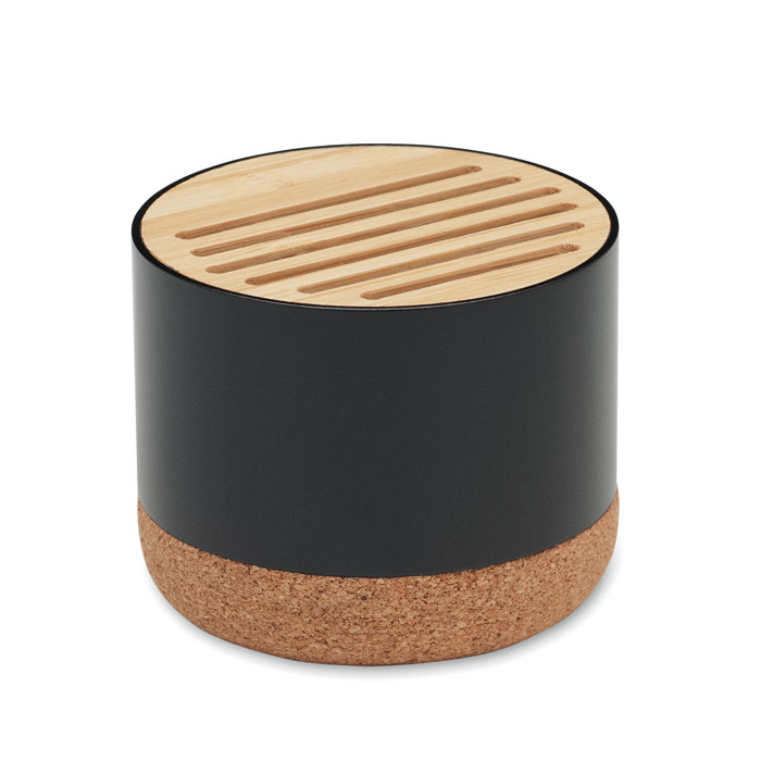 Enceinte sans fil liège et aluminium personnalisée RUMBA, Noir