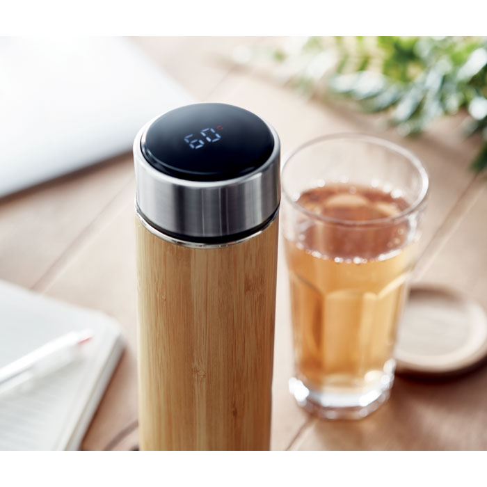 Bouteille isotherme inox et bambou personnalisée PANAY