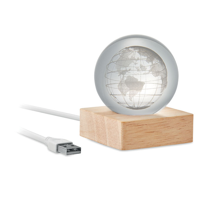 Lampe boule en verre LED personnalisée GLOBE LIGHT, Bois