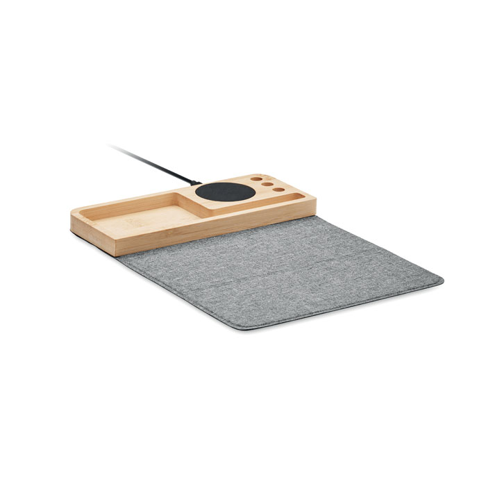 Organiseur de bureau chargeur 15 W bambou personnalisé PANDU, Bois