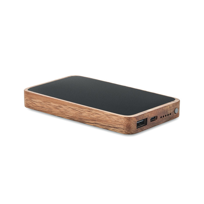 Batterie externe 4000 mAh bois d'acacia personnalisée ACAPOW, Noir