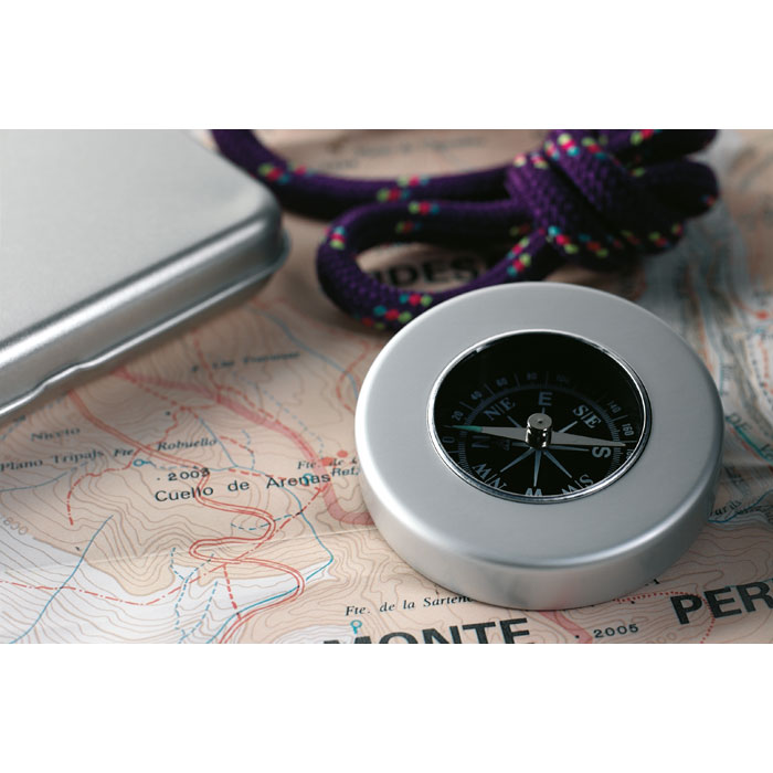 Boussole aluminium en boîte métal personnalisée TARGET
