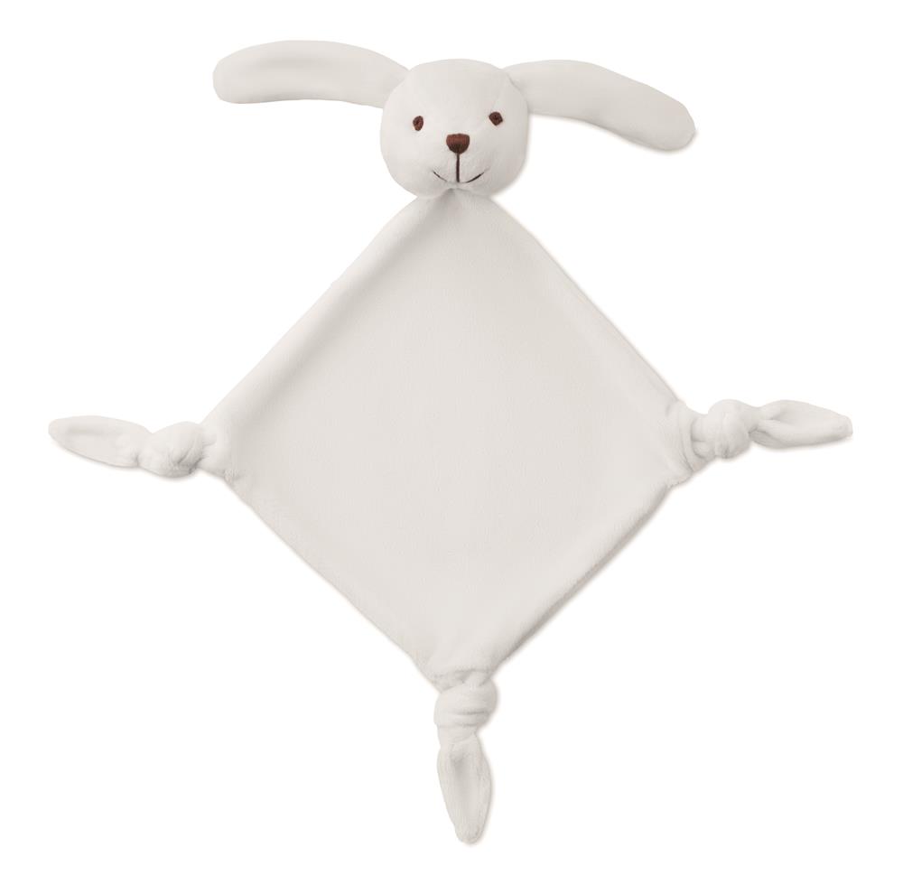 Doudou bébé blanc personnalisé LULLABY, devant (transfert réfléchissant)