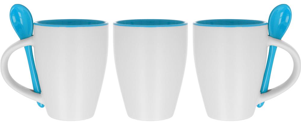 Mug céramique 250 ml avec cuillère personnalisé DUAL, tour complet