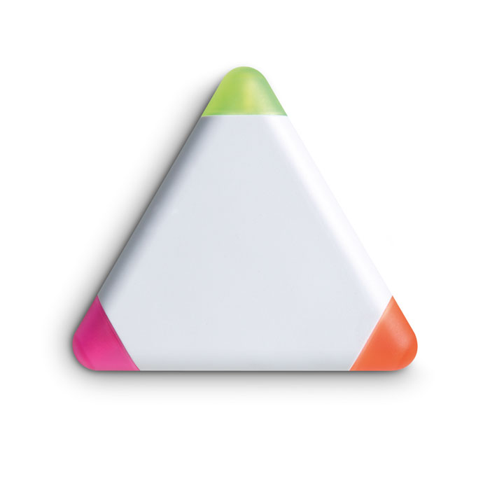 Surligneur triangulaire 3 couleurs personnalisé TRIANGULO, Blanc