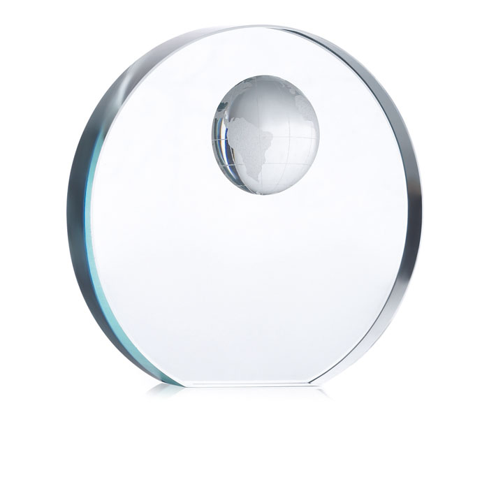 Trophée globe en verre 12 cm personnalisé MONDAL