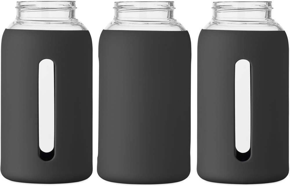 Bouteille en verre borosilicate personnalisée BORIS, côté tour complet 1