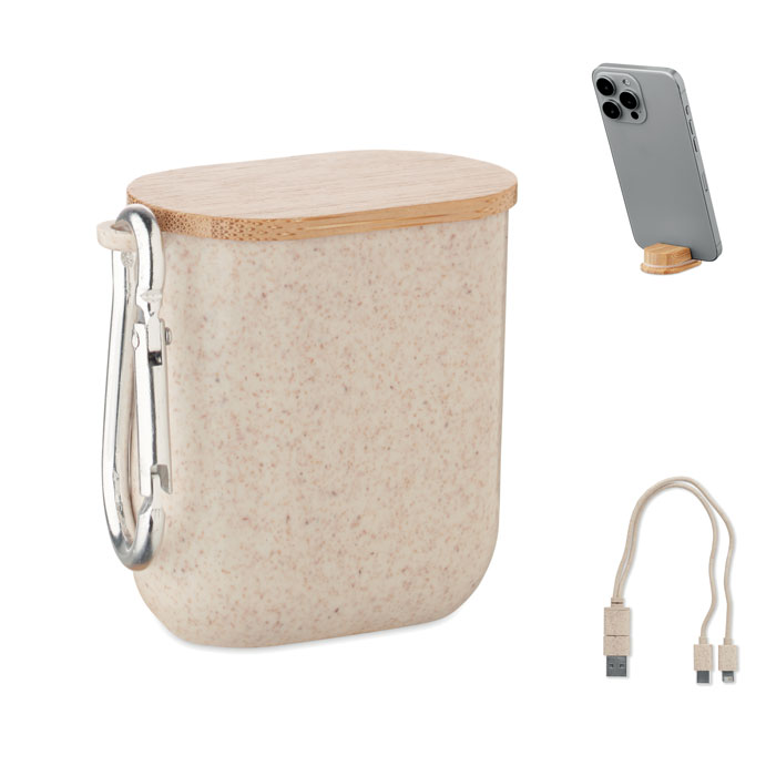 Set de câbles en étui avec mousqueton personnalisé CABSTRA, Beige