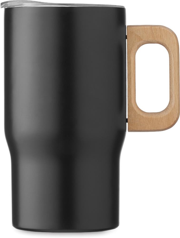 Gobelet inox recyclé 350 ml poignée bois personnalisé TUMBOO, droite