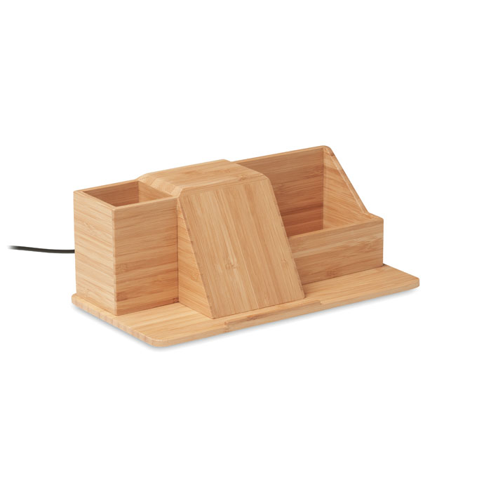 Organiseur de bureau bambou chargeur personnalisé GROOVY, Bois
