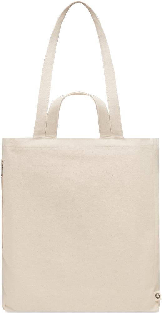 Sac shopping recyclé 380 g/m² zippé personnalisé GAVE, dos (transfert numérique)