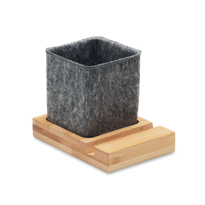 Pot à crayons feutre et bambou personnalisé OROSTAN, Bois