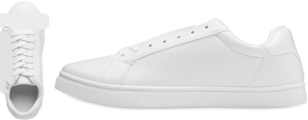 Baskets PU blanches taille 47 personnalisées BLANCOS, côté 1 gauche