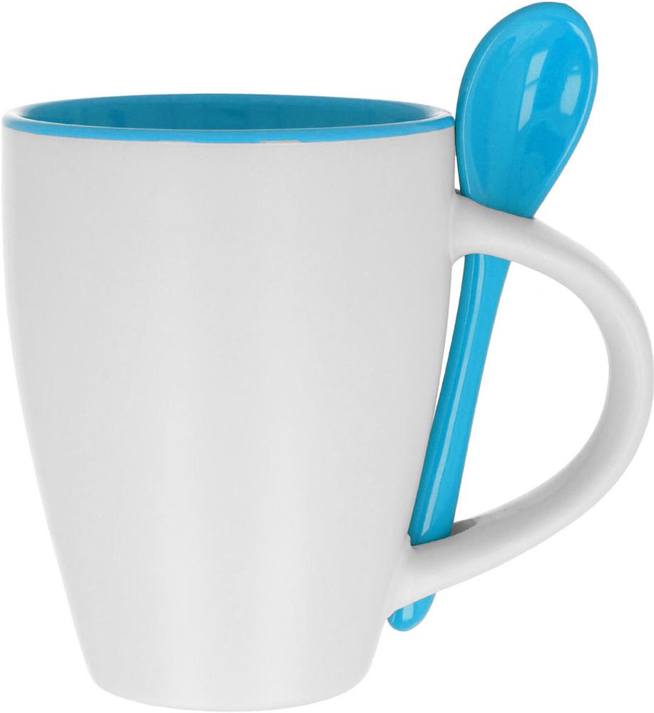 Mug céramique 250 ml avec cuillère personnalisé DUAL, droite