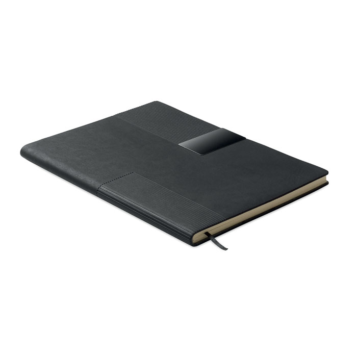 Carnet A5 couverture souple PU personnalisé TREZE, Noir