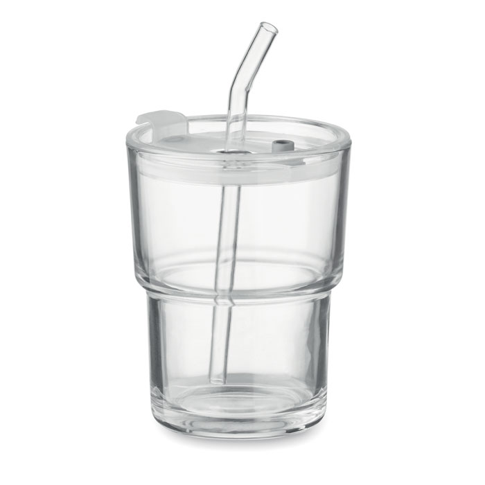 Gobelet en verre 400 ml avec paille personnalisé SIP