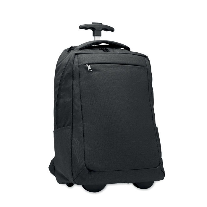 Sac à dos à roulettes RPET 600D personnalisé DALVIK, Noir