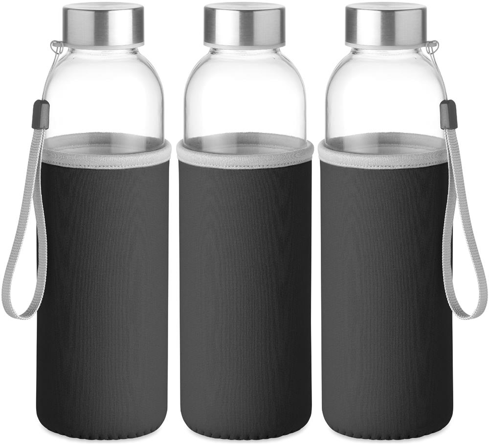 Bouteille verre 500 ml avec housse personnalisée UTAH GLASS, pochette (transfert sérigraphique)